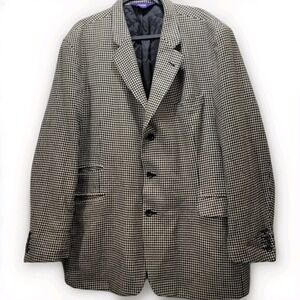 Hunt Club Sport‎ Coat Blazer Size 46R Wool Silk Blend Houndstooth Tweed Preppy
